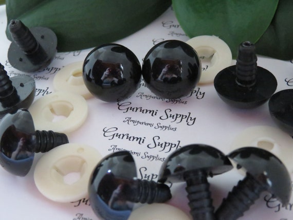 50mm Solid Black Round Safety Eyes With Washers: 1 Pair Amigurumi / Animal  / Doll / Toy / Stuffed Creations / Craft Eyes / Crochet / Knit 