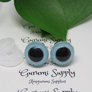 12mm Light Blue Iris with Black Pupil Round Safety Eyes and Washers: 3 Pairs Dolls / Amigurumi / Animals / Stuffed Creations / Craft / Toy image 3