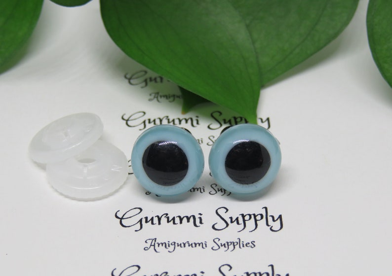 12mm Light Blue Iris with Black Pupil Round Safety Eyes and Washers: 3 Pairs Dolls / Amigurumi / Animals / Stuffed Creations / Craft / Toy image 3