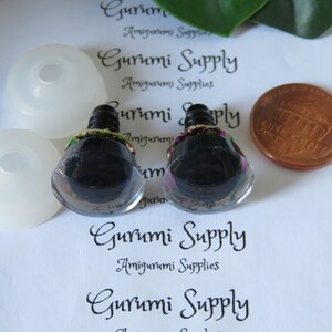 16mm Clear Trapezoid Plastic Safety Eyes with a Mardi Gras Glitter Non-Woven Slip Iris and Washers: 2 Count/1 Pair Dolls/Amigurumi/Animal image 3