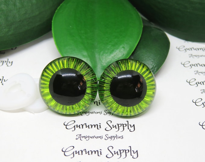 23mm Green Textured Iris Safety Eyes – Round Eye with Washer - 1 Pair – Amigurumi/Dolls Making/ Owl Eyes/Crochet Creations/Supplies/Knit