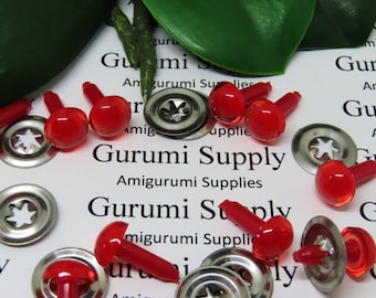 9 mm Durchscheinend Rote Iris mit Roten Pupille Runde Sicherheits Augen Und Unterlegscheiben: 5 Paar - Puppe / Amigurumi / Tier / Creation / Häkeln / Paintfree