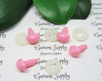 12mm Solid Pink Safety Noses with Washers - 4 ct - Amigurumi / Animal / Toys / Stuffed Creation / Craft Supplies / Crochet / Doll / Triangle