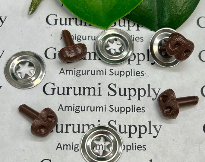 Limited Quantity! 10mm Solid Brown Safety Noses with Washer - 4 ct - Amigurumi / Dogs / Bears / Creations / Animal / Toys/ Crochet / Knit