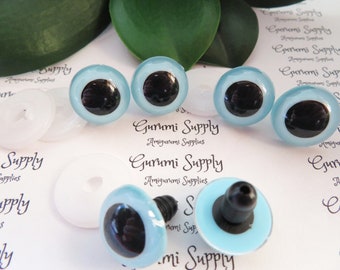 18mm Light Blue Iris Black Pupilles Round Safety Eyes and Washers: 2 Paires – Paint Free - Poupée / Amigurumi / Animal / Jouet / Crochet / Tricot