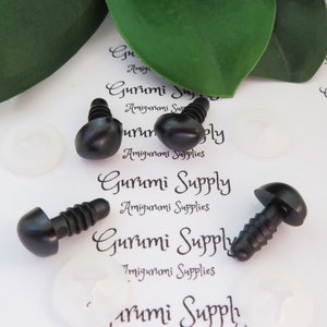 9x11.5mm Solid Matte Black Safety Noses with Washers - 4 ct/ Amigurumi / Animals/ Toys / Dolls / Craft / Supplies / Crochet / Knit / Bears
