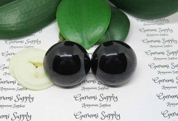 30mm Solid Black Round Safety Eyes with Washers: 1 Pair - Amigurumi / Animals / Doll / Toy / Stuffed Creations / Craft Eyes / Crochet / Knit