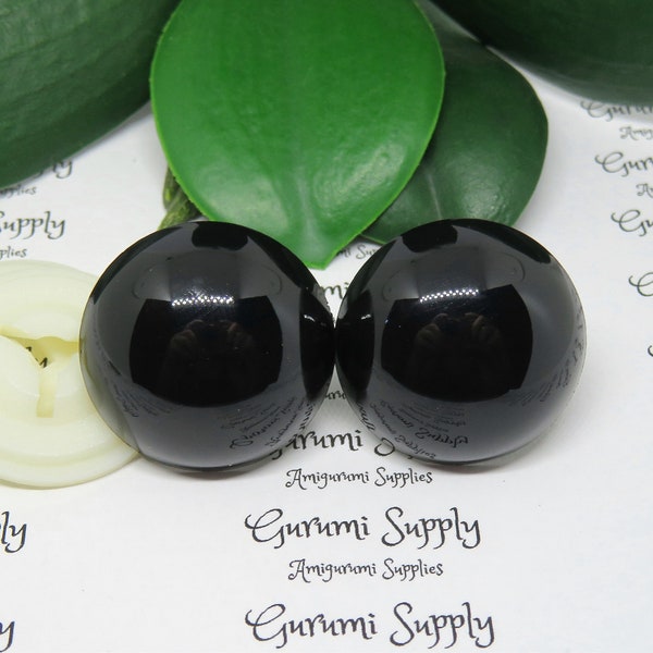30mm Solid Black Round Safety Eyes with Washers: 1 Pair - Amigurumi / Animals / Doll / Toy / Stuffed Creations / Craft Eyes / Crochet / Knit
