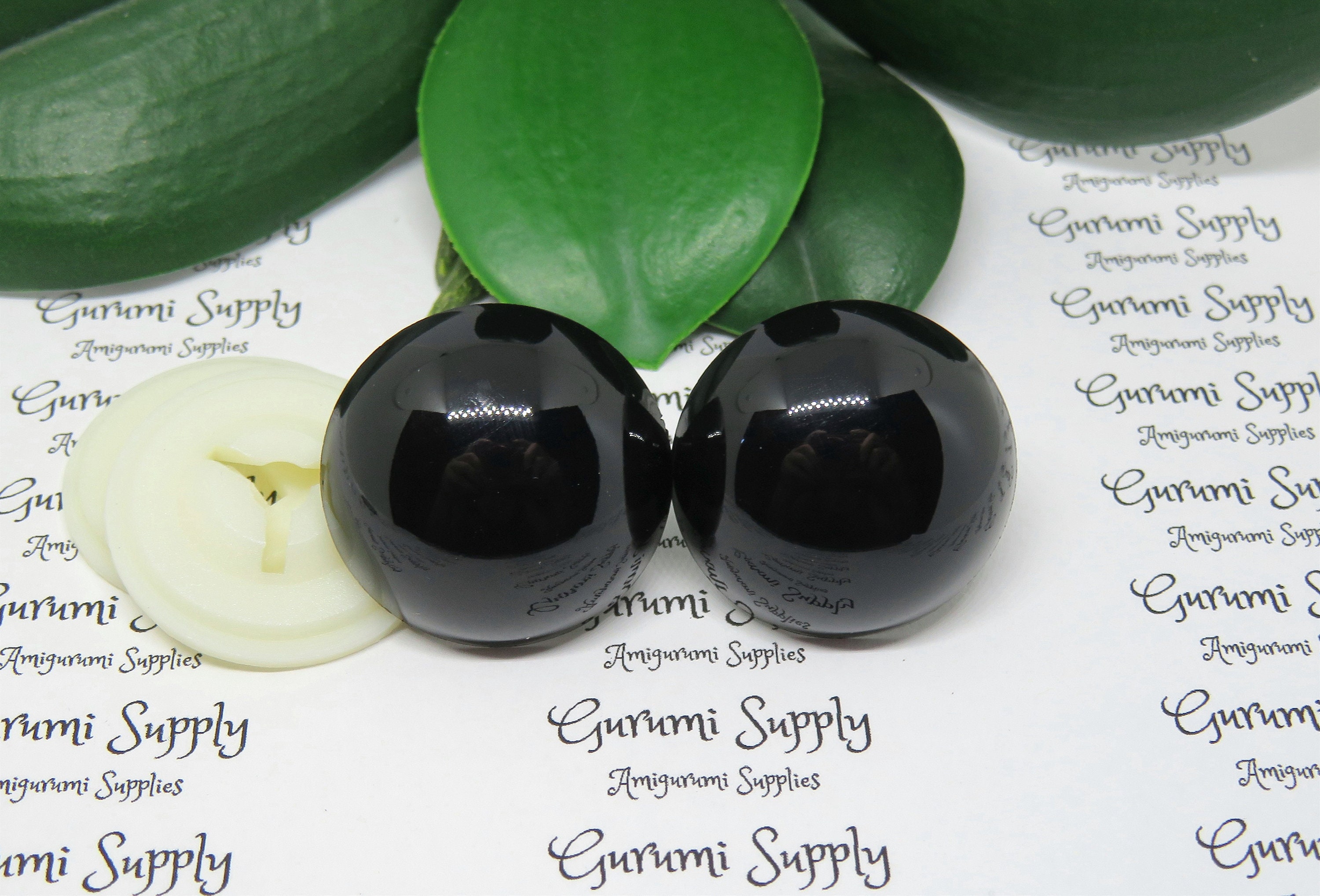 30mm Solid Black Round Safety Eyes with Washers: 1 Pair