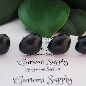 12x15mm Solid Matte Black Safety Noses with Washers - 4 ct/ Amigurumi / Animal / Doll / Craft / Stuffed Creations / Crochet / Knit / Bear