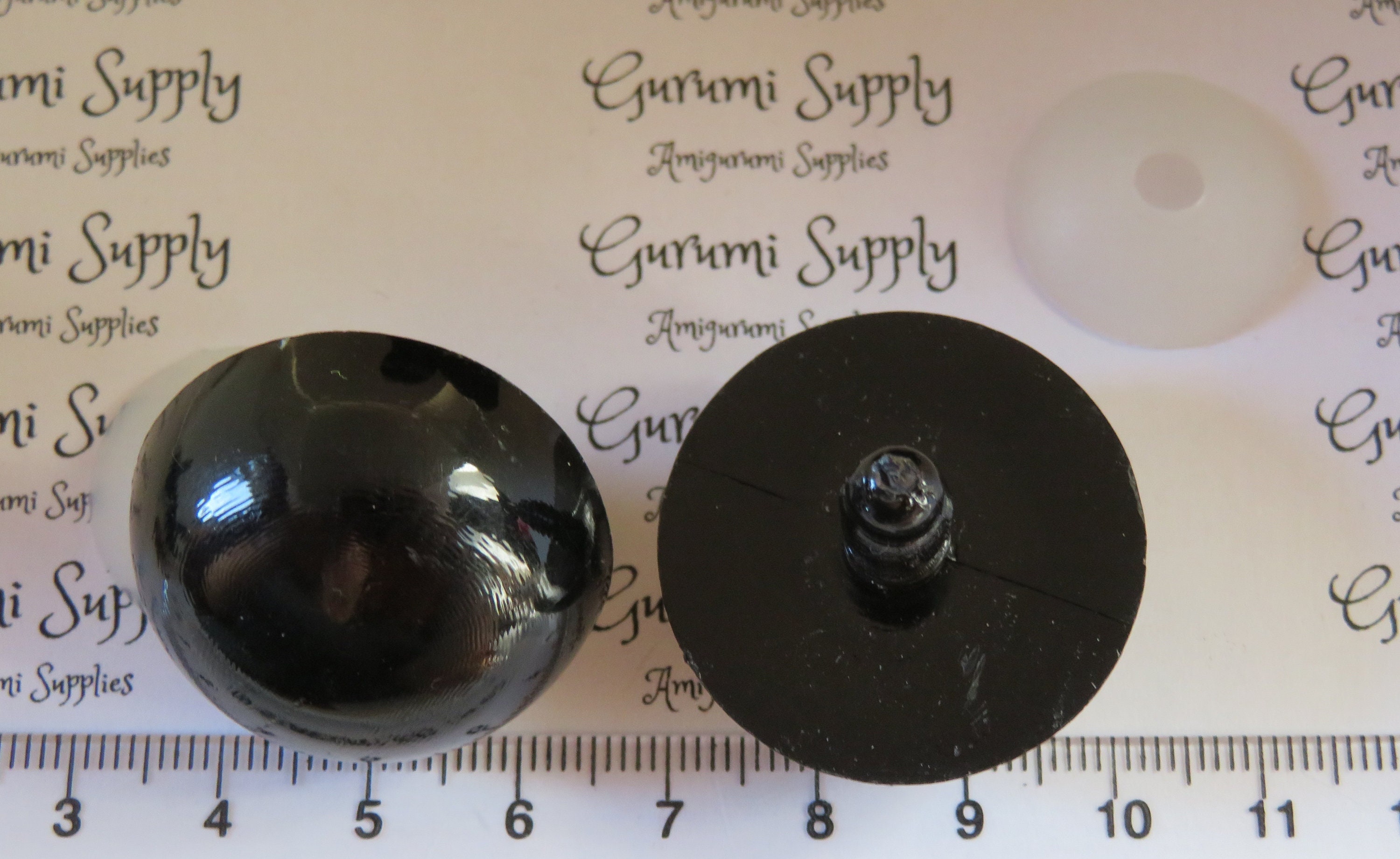 30mm Solid Black Round Safety Eyes with Washers: 1 Pair