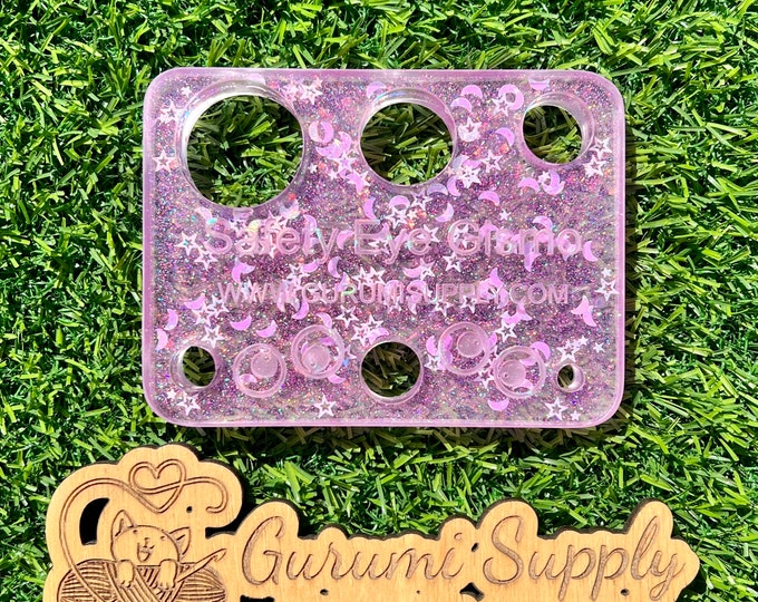 Safety Eye Gismo - Cosmic Pink Glitter - Rectangle - Safety Eye Tool - Safety Eye Jig - Safety Eye Helper - Trapezoid - Amigurumi - Tool