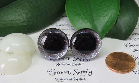 30mm Solid Black Round Safety Eyes with Washers: 1 Pair - Amigurumi /  Animals / Doll / Toy / Stuffed Creations / Craft Eyes / Crochet / Knit