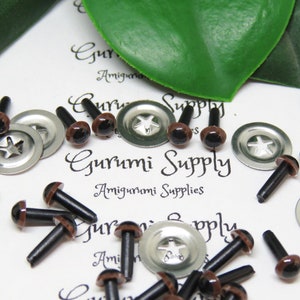 4,5 mm bruine iris zwarte pupil ronde veiligheidsogen en ringen: 5 paar - poppenogen / amigurumi-ogen / dierenogen / vilten ogen / verfvrij