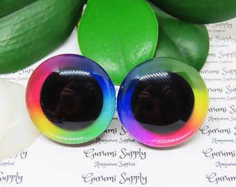 40mm Rainbow Iris 3D Style Trapezoid Safety Eyes and Washers: 1 Pair - Amigurumi / Animal / Toy / Doll /Crochet / Knit / Sunk in Washers