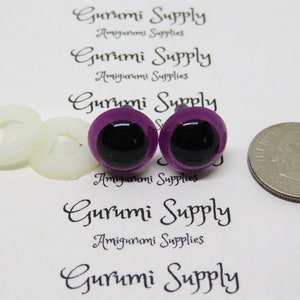 12mm Violet Purple Iris Black Pupil Round Safety Eyes and Washers: 3 Pairs Doll / Amigurumi / Animal / Stuffed Creation / Craft Supplies image 3