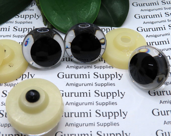 25mm Clear Iris with a Black OC Pupil Trap Safety Eyes and Washers: 1 Pair - Doll / Amigurumi / Animal / Creations / Crochet / Monster