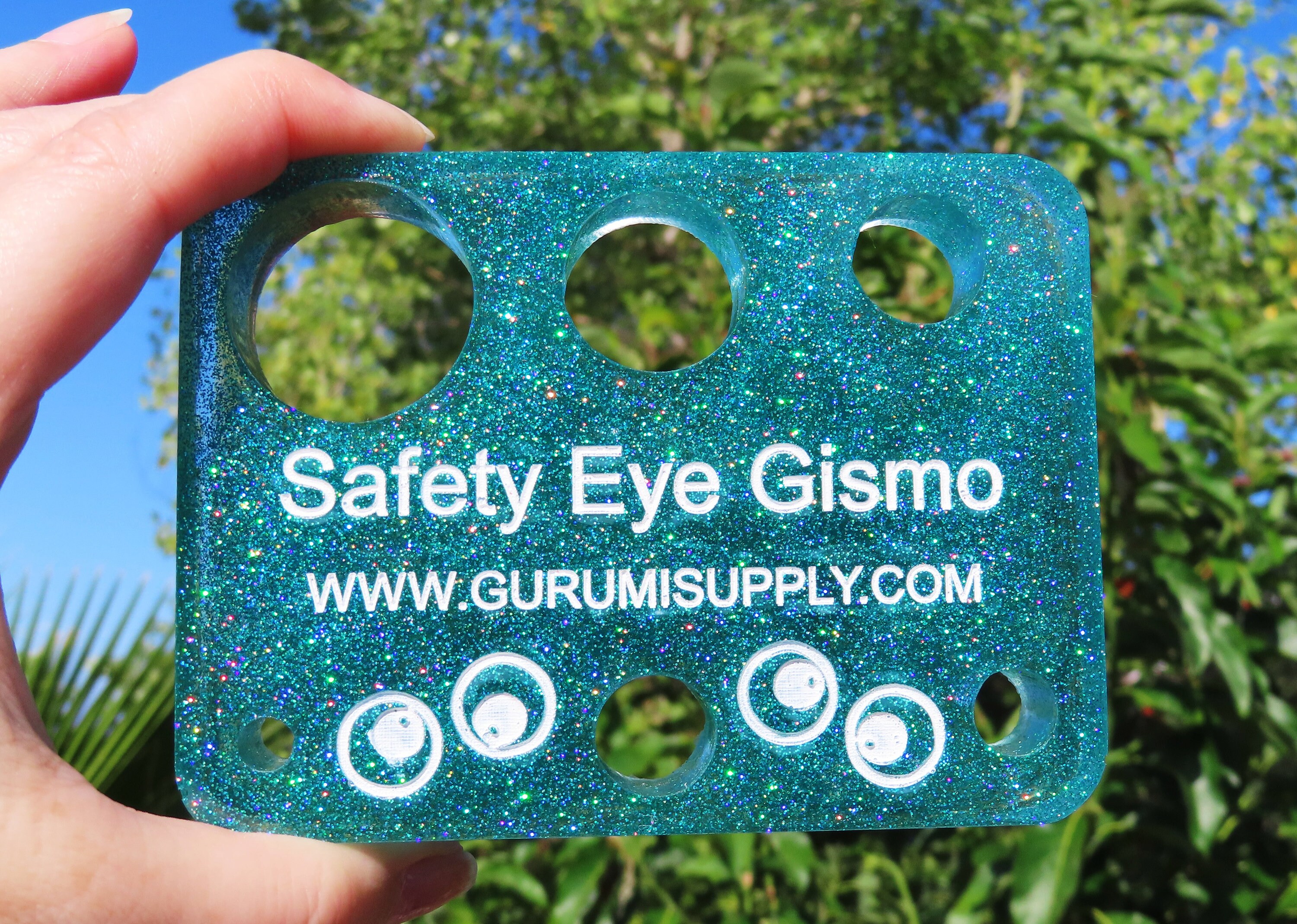Safety Eye Gismo Teal Fine Glitter Rectangle Safety Eye Tool