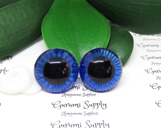 23mm Blue Textured Iris Safety Eyes – Round Eye with Washer - 1 Pair – Amigurumi/Dolls Making/Owl Eyes/Crochet Creations/Supplies/Knit/Toys