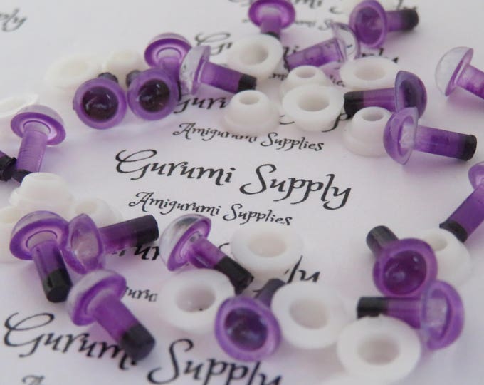 6mm Purple Color Round Safety Eyes with Black Pupils with washers  5 pairs / Amigurumi / Dolls / Animals / Toy / Craft / Felting / Crochet