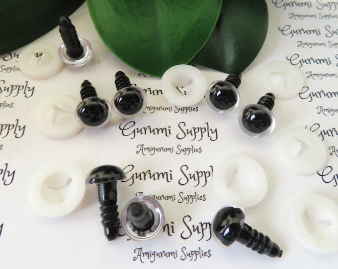 10mm Crystal Clear Iris Black Pupil Round Safety Eyes and Washers: 4 Pairs - Doll / Amigurumi / Animal / Creation / Crochet / Knit / Toy