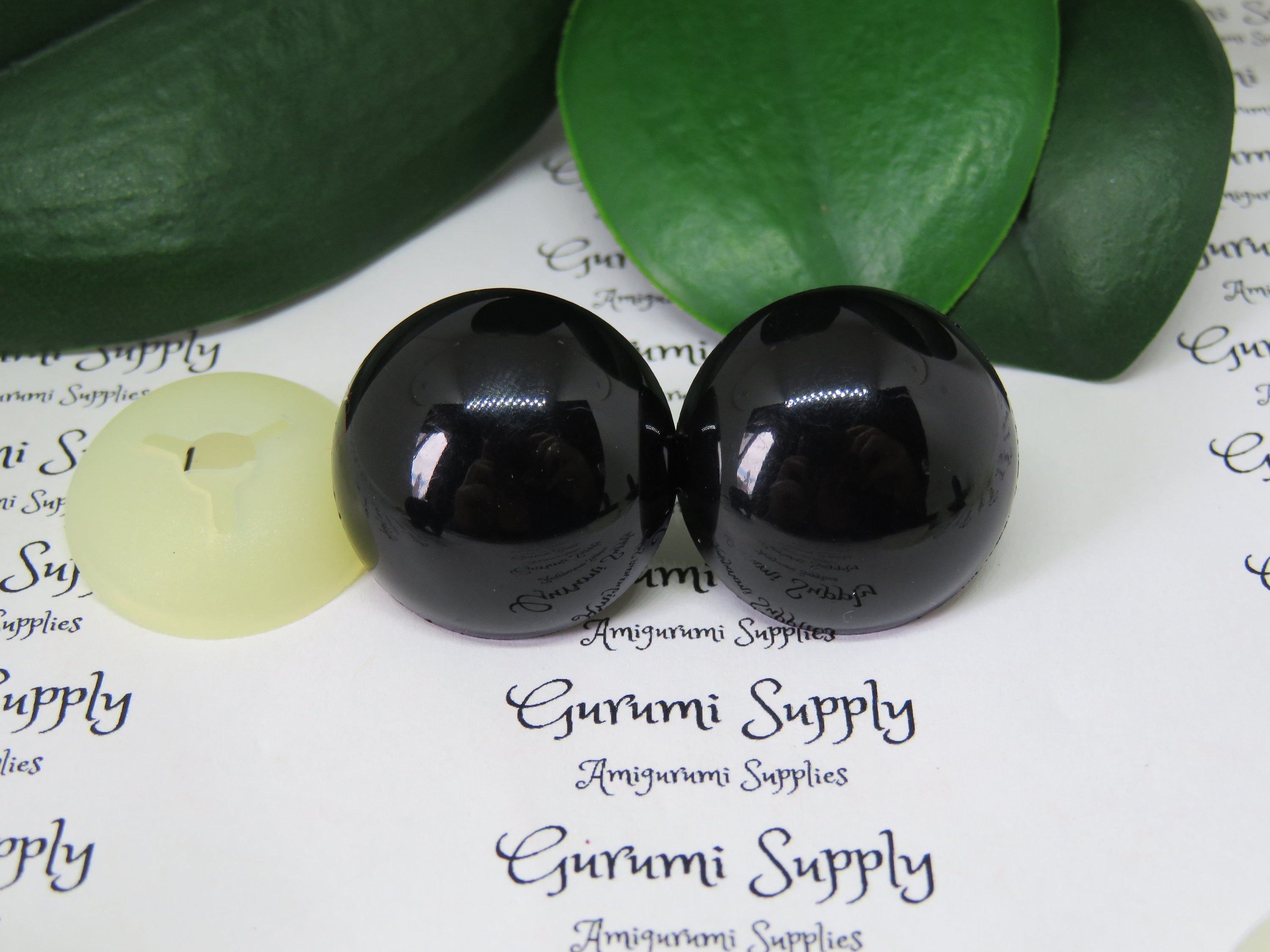 24mm Solid Black Round Safety Eyes with Washers: 1 Pair - Amigurumi /  Animal / Doll / Toy / Craft Eye / Crochet / Knit / Craft Supplies