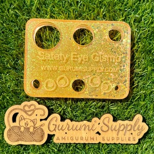 Safety Eye Gismo - Orange w/ Glow Glitter - Rectangle - Safety Eye Tool - Safety Eye Jig - Safety Eye Helper - Trapezoid - Amigurumi - Resin