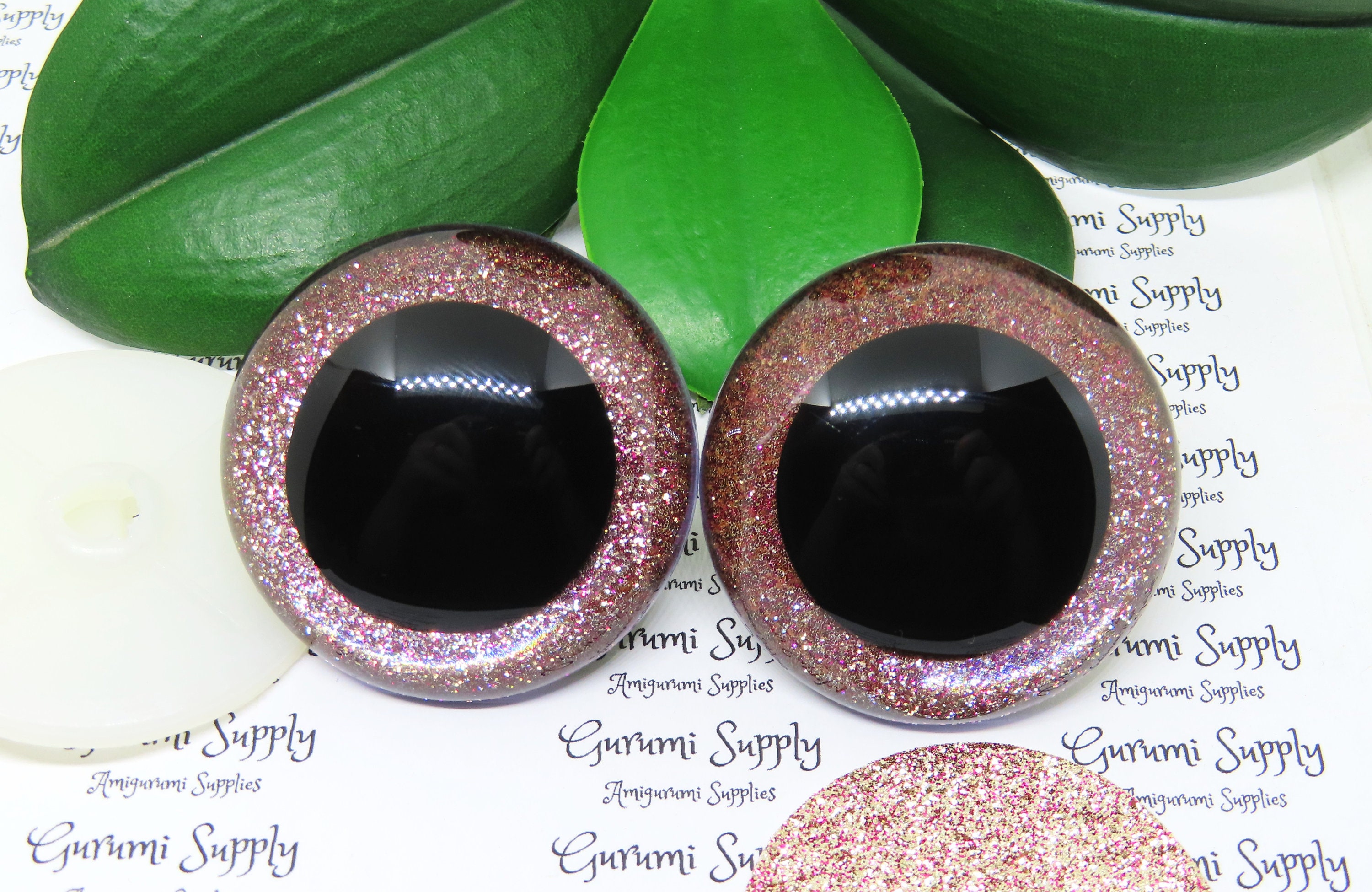 Hand Painted CENTERED Pupil Safety Eyes for Crochet Amigurumi Glitter  Holographic Iridescent One Pair With Backs 