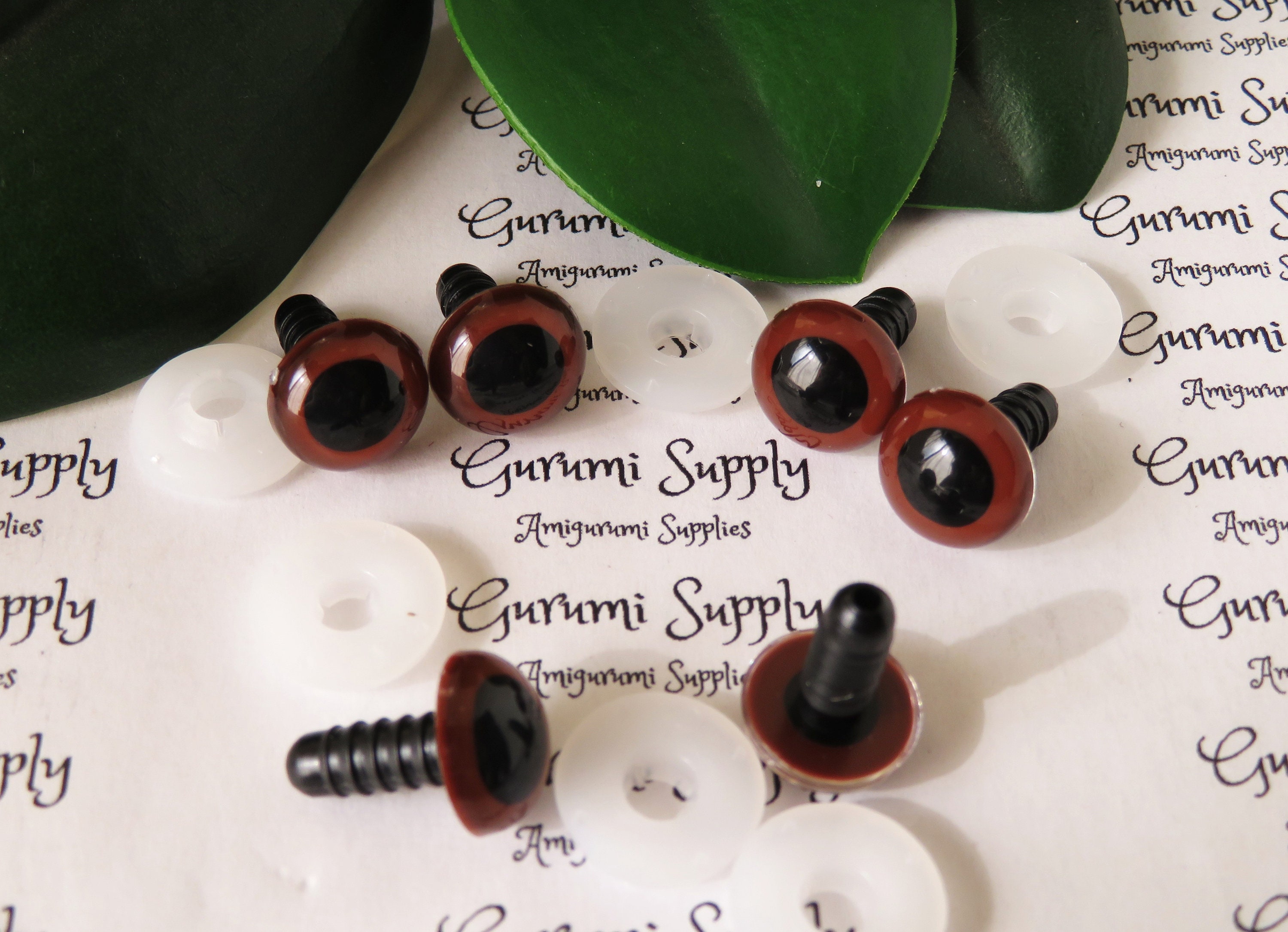 12mm Red-Brown Iris Black Pupil Round Safety Eyes and Washers: 3 Pairs -  Dolls/Amigurumi/Animals/ Stuffed Creations/Crochet/Paintfree/Knit