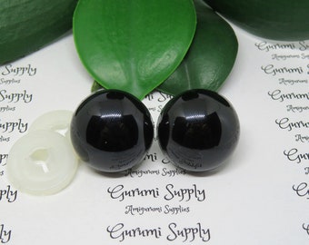 BLACK Safety Eyes, Available in 14 Different Sizes 4.5mm to 24mm