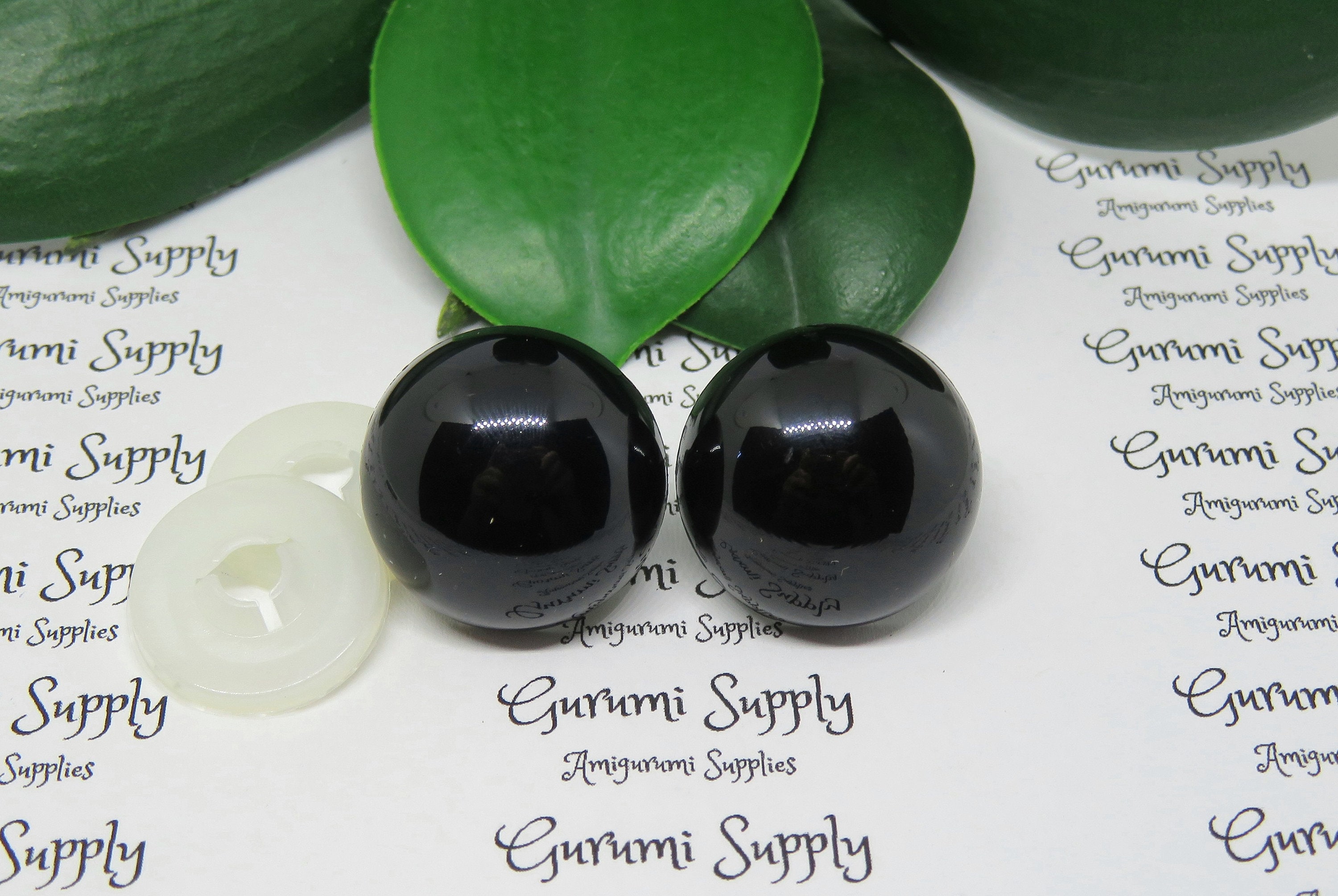 24mm Solid Black Round Safety Eyes with Washers: 1 Pair - Amigurumi /  Animal / Doll / Toy / Craft Eye / Crochet / Knit / Craft Supplies