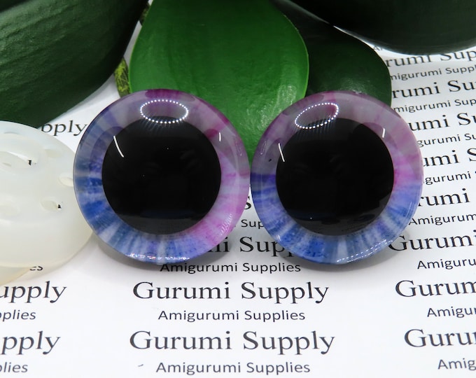 35mm Purple-Pink Iris 3D Style Trapezoid Safety Eyes and Washers: 1 Pair - Amigurumi / Animal / Stuffed Creations / Crochet / Craft Supplies