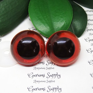 30mm Translucent Amber Iris Black Pupil Round Safety Eyes and Washers: 1 Pair - Dolls / Amigurumi / Animals / Stuffed Creations / Crochet