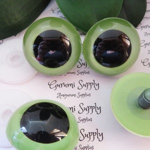30mm Pearl Green Iris Black Pupil Round Safety Eyes and Washers: 1 Pair - Dolls/Amigurumi/Animals/ Stuffed Creations/Crochet/Craft Supplies
