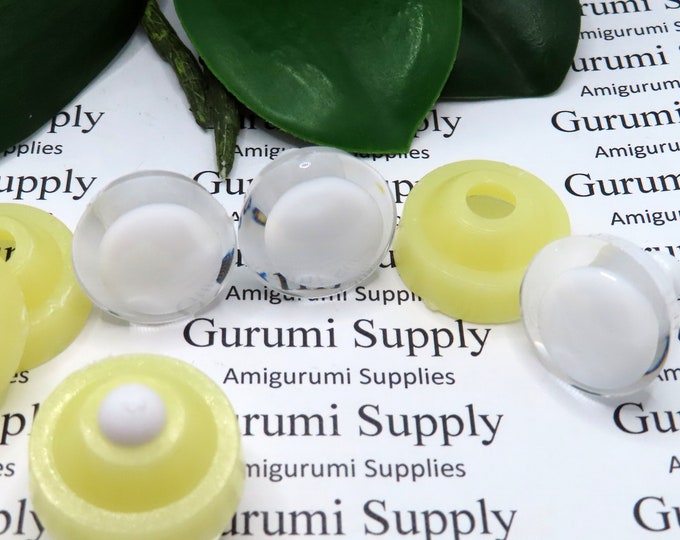 20mm Clear Iris with a White OC Pupil Trap Safety Eyes and Washers: 1 Pair - Doll / Amigurumi / Animal / Creations / Crochet / Monster