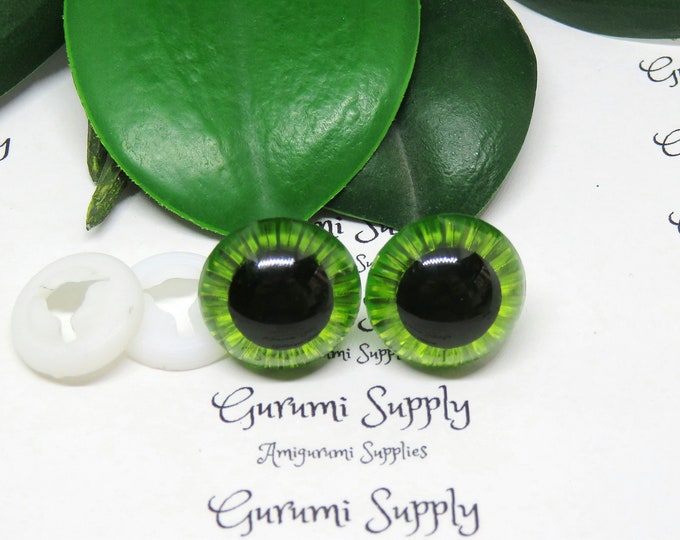 17mm Green Textured Iris Safety Eyes – Round Eye with Washer - 1 Pair – Amigurumi/Dolls Making/ Owl Eyes/Crochet Creations/Supplies/Knit