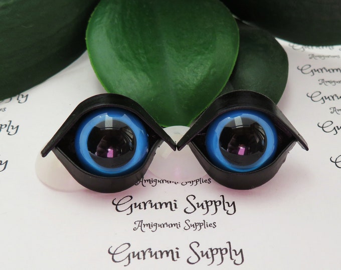 16mm Safety Eye EyeLids in Black – 2 pairs – Amigurumi / Toy Eye lids / Eye Character / Eye Accents / Safety Eyes / Craft Supplies / Knit