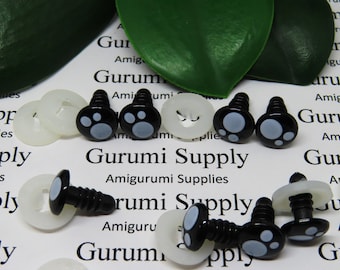 10mm Kawaii Style Round Safety Eyes and Washers: 4 Pairs - Doll / Amigurumi / Animal / Stuffed Creations / Crochet / Knit / Craft Supplies