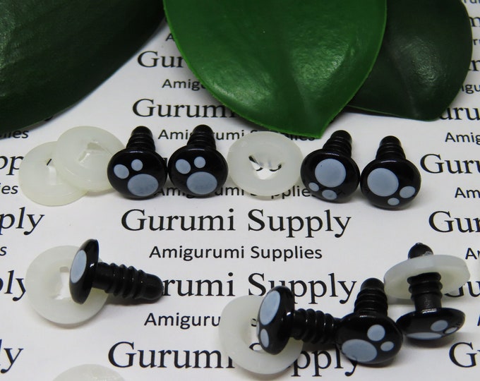 10mm Kawaii Style Round Safety Eyes and Washers: 4 Pairs - Doll / Amigurumi / Animal / Stuffed Creations / Crochet / Knit / Craft Supplies