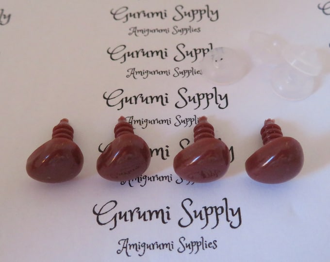 10x11mm Solid Brown Safety Noses with Washers - 4 ct / Sense of Smell / Amigurumi / Animals/ Stuffed Creations / Stuffed Animal Toys