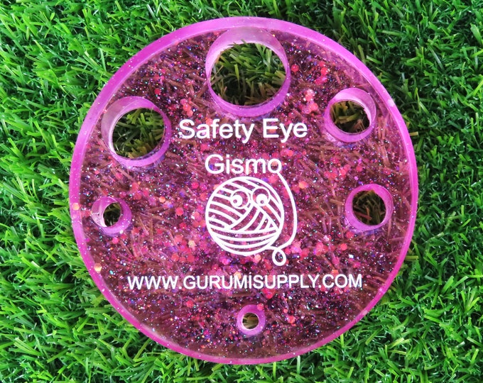 Safety Eye Gismo Strawberry Pink with Glitter - Circle - Round - Safety Eye Tool - Safety Eye Jig - Eye Helper - Trapezoid - Amigurumi