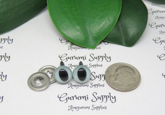 9mm Pearl Silver Blue Iris Black Pupils Round Cat Style Safety