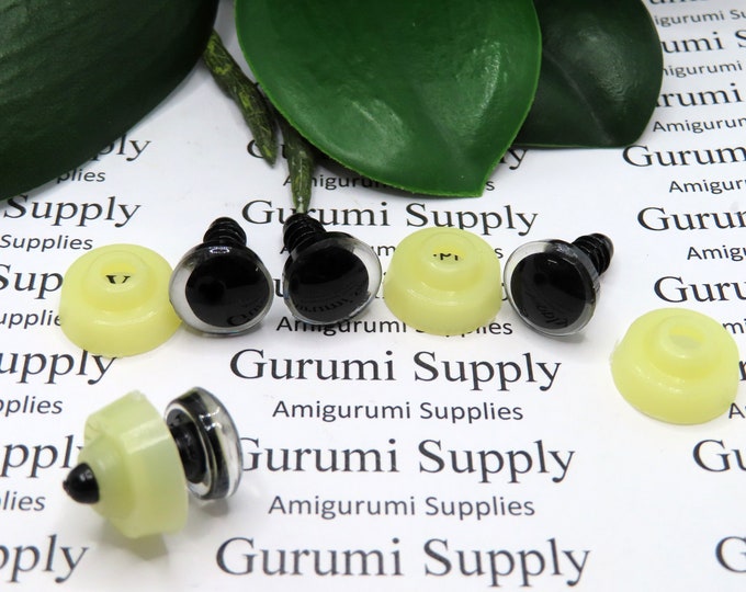 12mm Clear Iris with a Black OC Pupil Trap Safety Eyes and Washers: 1 Pair - Doll / Amigurumi / Animal / Creations / Crochet / Monster
