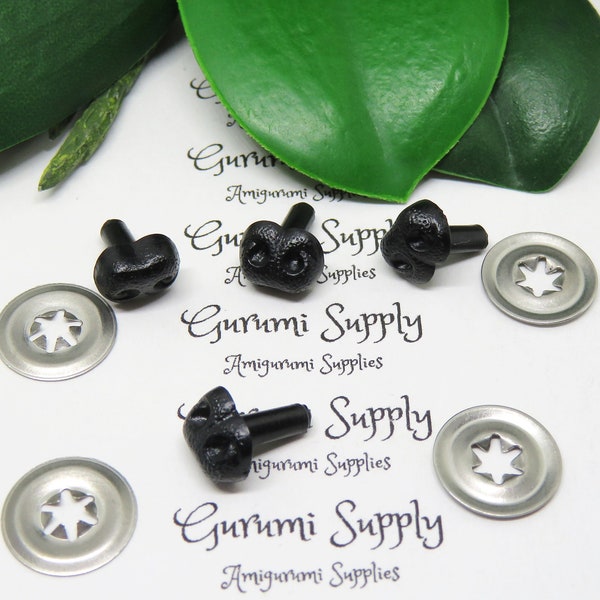 Limited Quantity! 10mm Solid Black Safety Noses with Washer - 4 ct - Amigurumi / Dogs / Bears / Creations / Animal / Toys/ Crochet / Knit