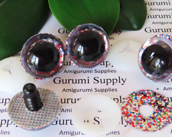 40mm Red Brown Iris Black Pupil Round Safety Eyes and Washers: 1 Pair -  Dolls / Amigurumi / Animals / Stuffed Creations / Large Eyes