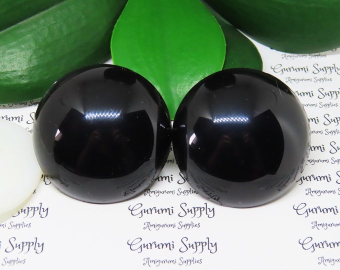 45mm Solid Black Round Safety Eyes with Washers: 1 Pair - Amigurumi / Animals / Doll / Toy / Stuffed Creations / Craft Eyes / Crochet / Knit