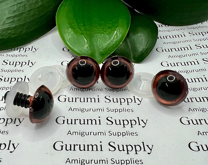 16mm Hand Painted Copper Red Iris Black Pupil Round Safety Eyes and Washers: 2 Pairs - Amigurumi / Animal / Stuffed Creation / Crochet