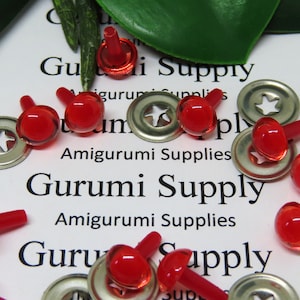 7.5mm Transparent Red Color Round Safety Eyes with Red Pupils with washers : 5 pairs / Amigurumi / Animal / Supplies / Crochet / Toy / Doll