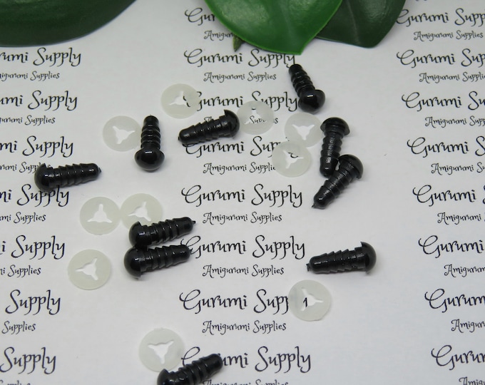 Bulk Pack! 7mm Solid Black Round Safety Eyes with Washers: 25 Pairs - Amigurumi/ Animals/ Doll/ Toy/ Stuffed Creations/ Craft Eyes/ Crochet