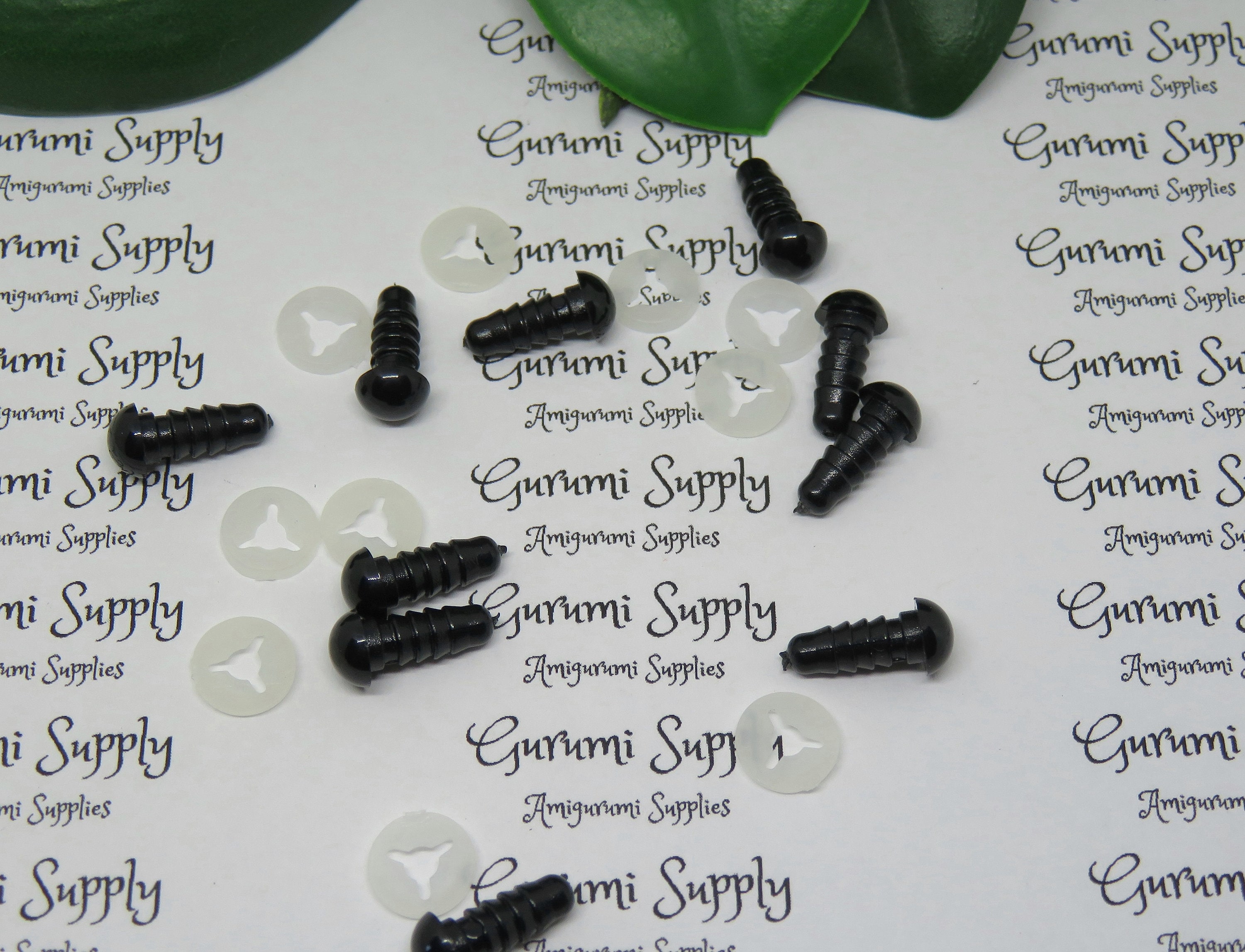 24mm Solid Black Round Safety Eyes with Washers: 1 Pair - Amigurumi /  Animal / Doll / Toy / Craft Eye / Crochet / Knit / Craft Supplies